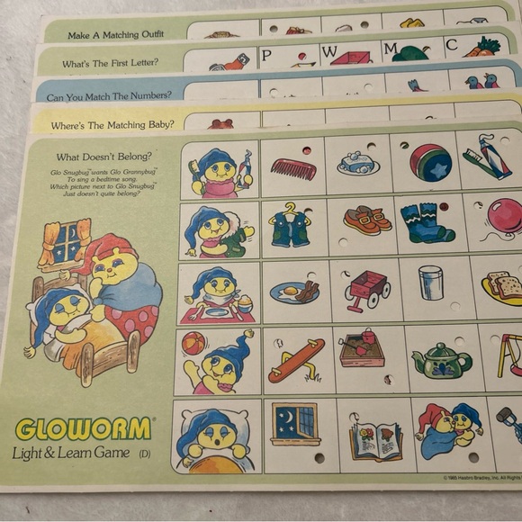 1985 Milton Bradley Glo Worm Light & Learn Game Vintage Matching Game **Works** - Picture 12 of 14